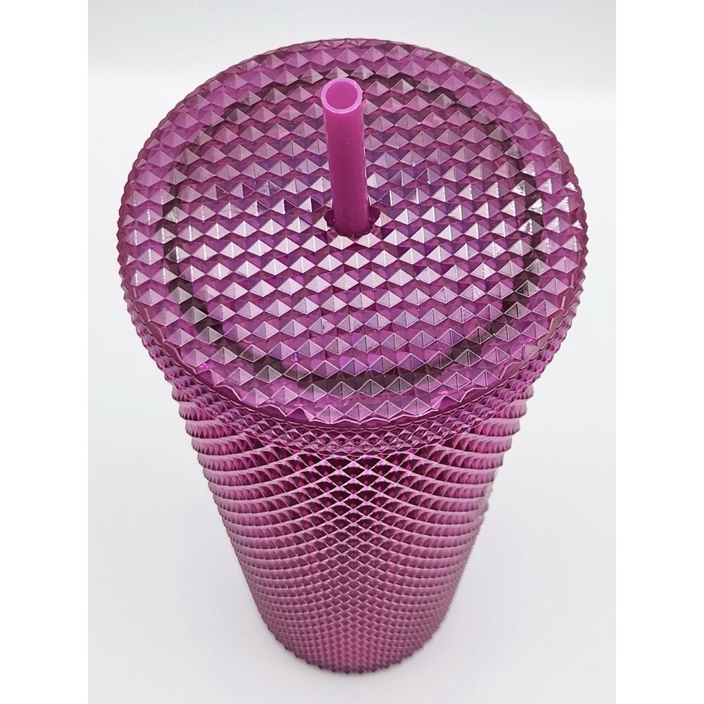 Starbucks 2022 Holiday Sangria Berry Pink Studded Bling Tumbler 24oz Venti Matte - Picture 7 of 8